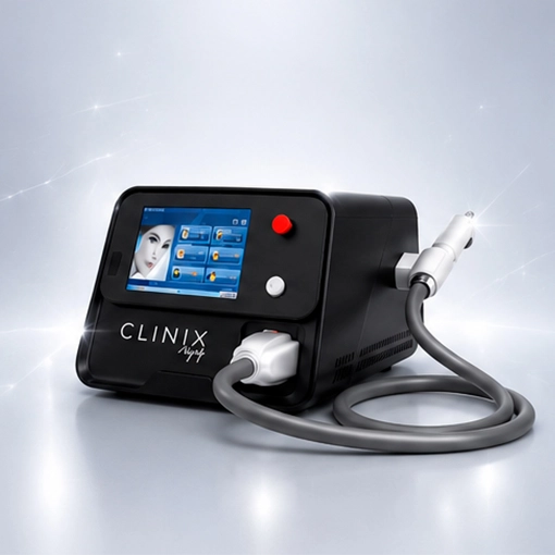 CLINIX laser Q-Switched Nd:YAG da Fismatek Medical para remoção de tatuagens, pigmentos e rejuvenescimento da pele.